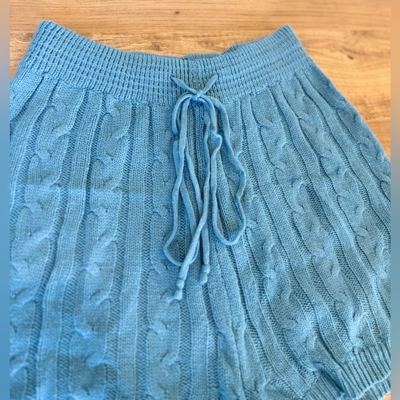 ZESICA NWOT Light Blue Knit Sweater Set Cozy Lounge Shorts & Long Sleeve Top L - Picture 6 of 7